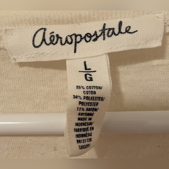 Aeropostale Cream Knit Longsleeve Shirt - Picture 2 of 4